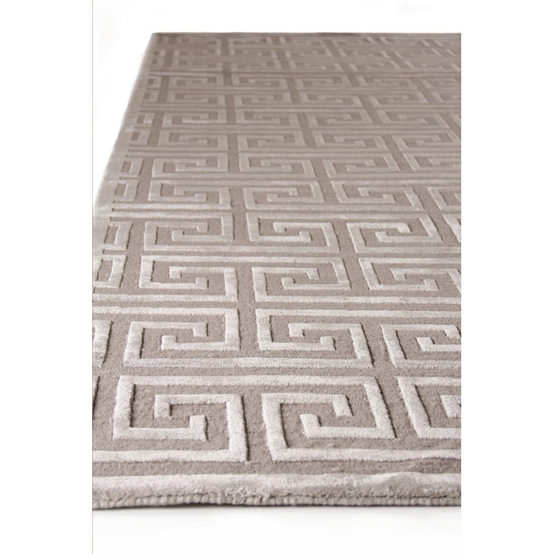 Metro-Velvet Geometric Area Rug in Taupe, Rectangle 8' x 10'