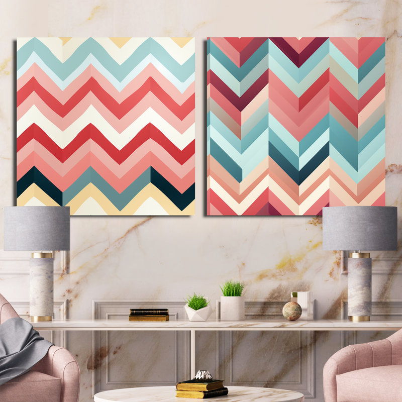 Cerrato - Abstract Shapes Square Collage Set Of 2, Wrapped Canvas, 16" H x 33" W