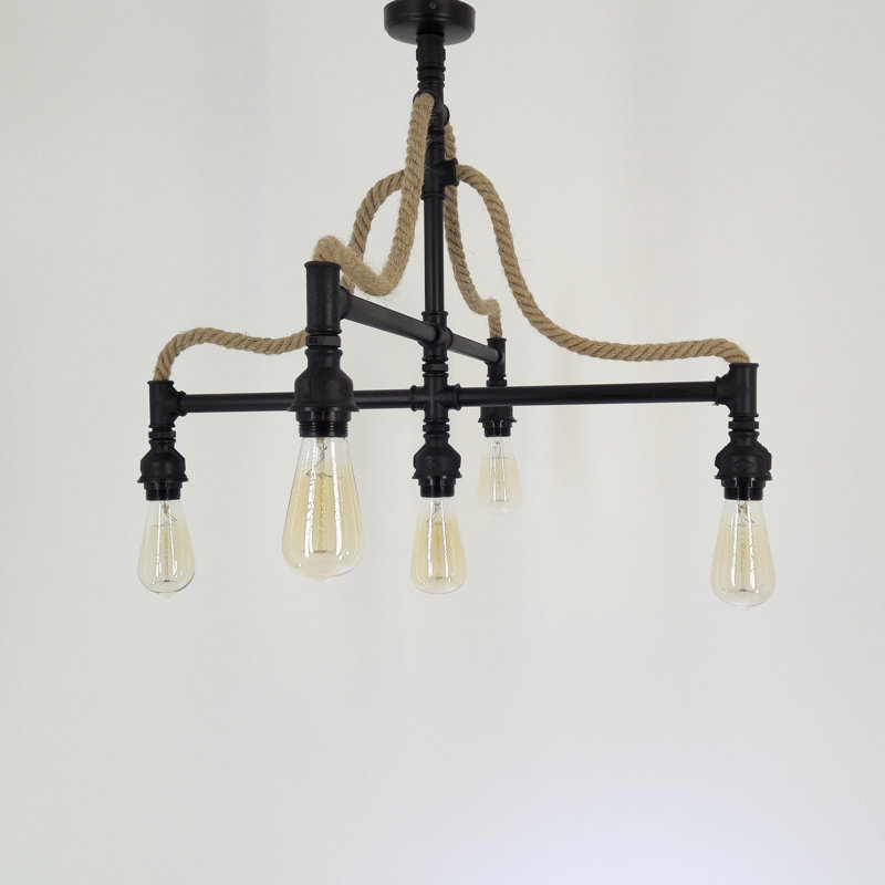 Lustre unique à 5 lumières Mahnoor, Noir