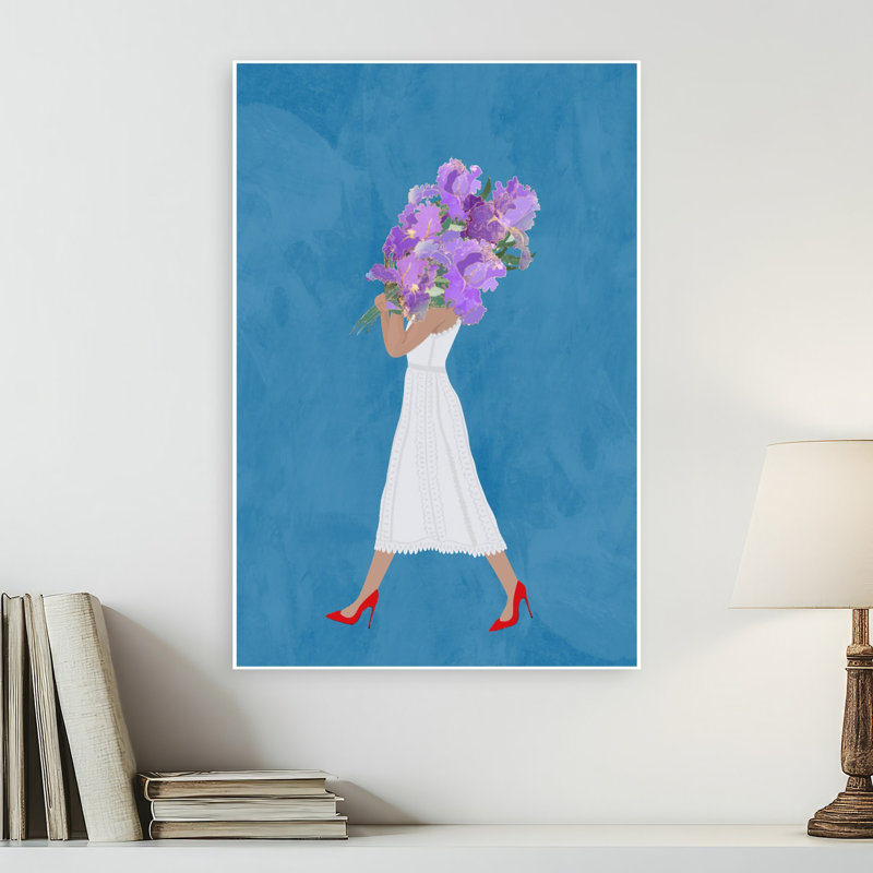 Elegant Floral Stroll Elegant Modern Vibrant Iris Flower Spring Wall Art Print 1 Piece Wrapped Canvas Wall Art