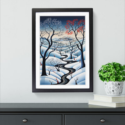 Winter Landscape Orphism - Single Picture Frame Print on Wood