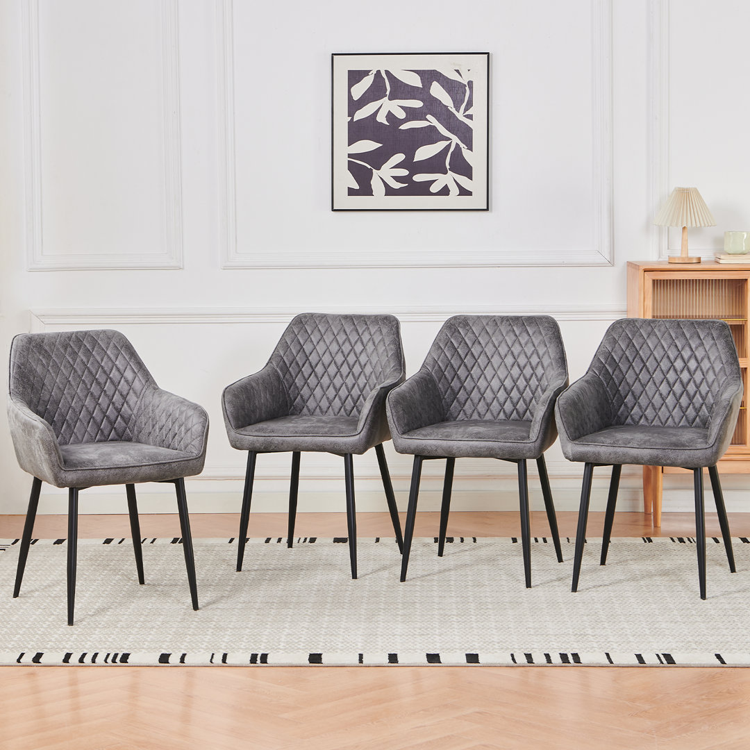 Morasco Vintage Upholstered Suede Dining Chairs with Armrest