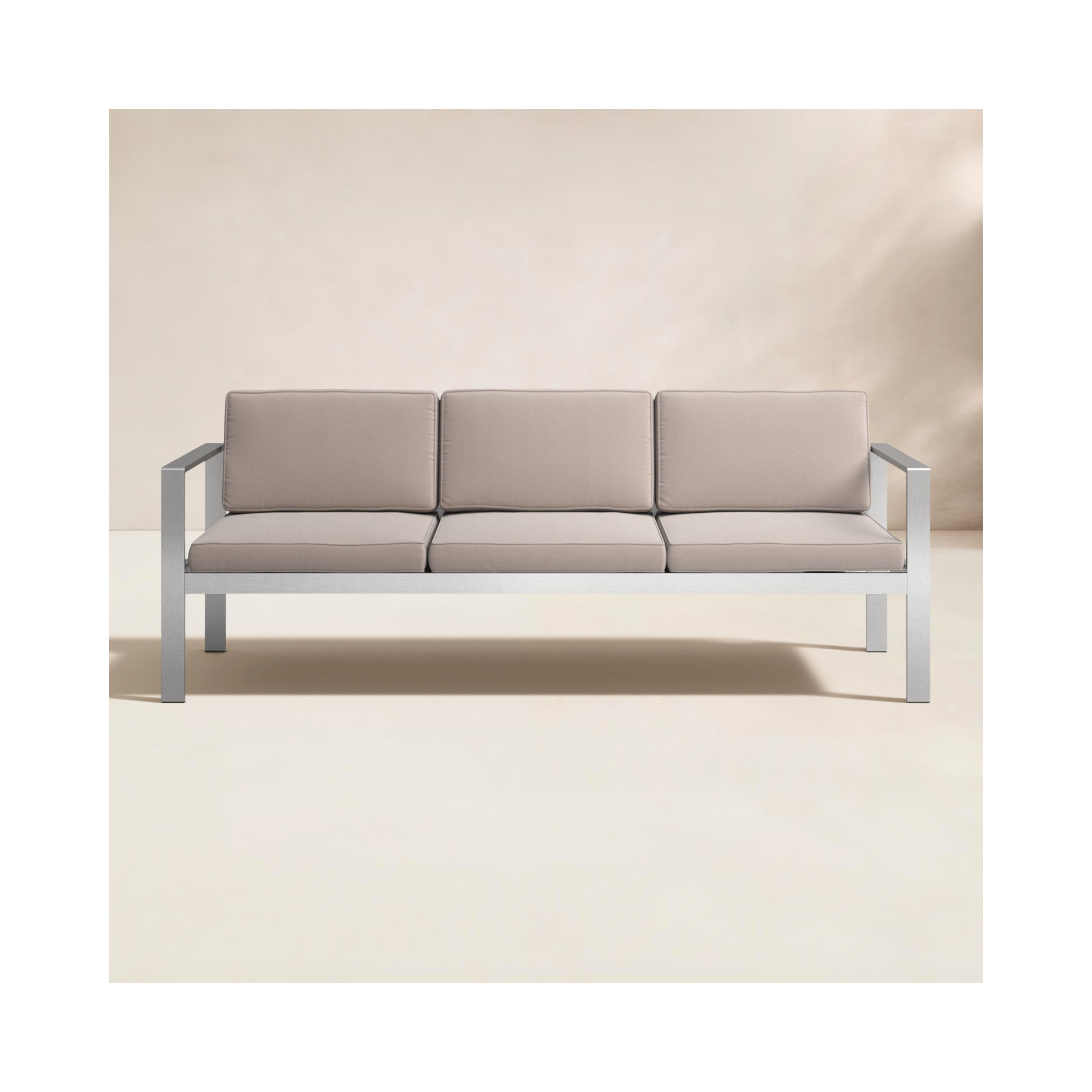 Karen 79" Wide Outdoor Patio Sofa with Cushions, Gray