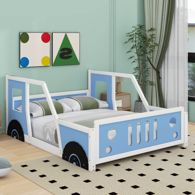 Lit plateforme double classique en forme de voiture avec roulettes
