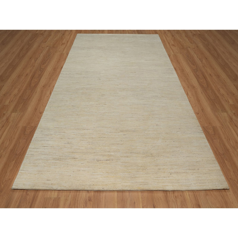 Tapis cygne 6 pi x 11 pi 10 po blanc, pure laine, moderne, motif uni, Lori Buft Gabbeh, épais et moelleux, noué à la main, grand lit, tapis oriental