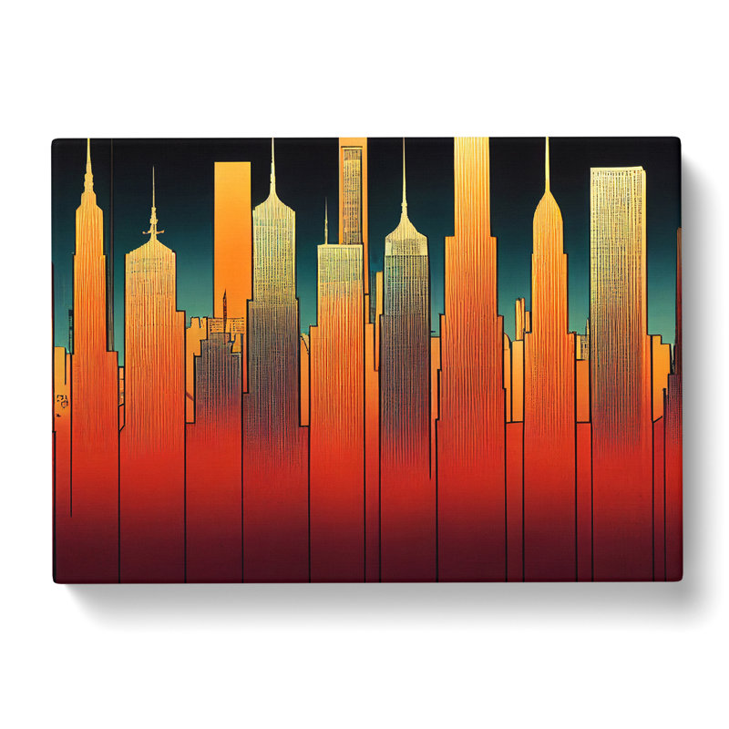 Retro New York Skyline - Wrapped Canvas, 40cm H x 60cm W x 3cm D