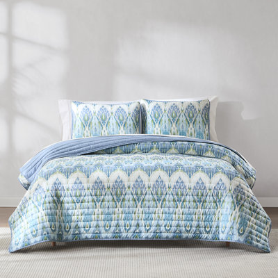 Ikat Drops Quilt Teal 3Pc Set