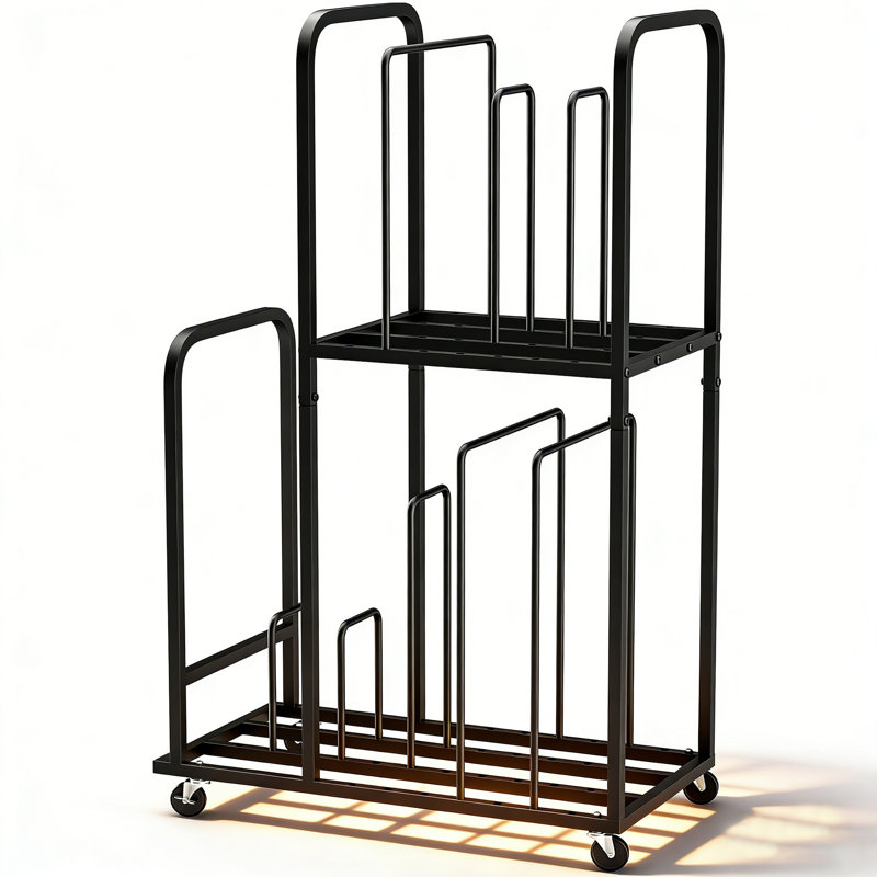 Carton Cart, Organisateur en carton à deux niveaux avec 8 compartiments réglables, Station de rangement mobile avec roulettes verrouillables, pour le bureau, la vente au détail et la maison