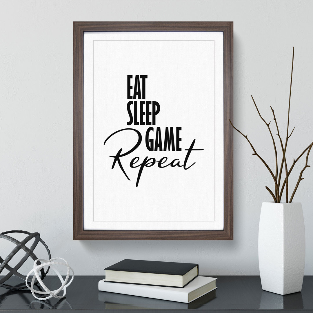 Eat Sleep Game Repeat - Picture Frame Typography
