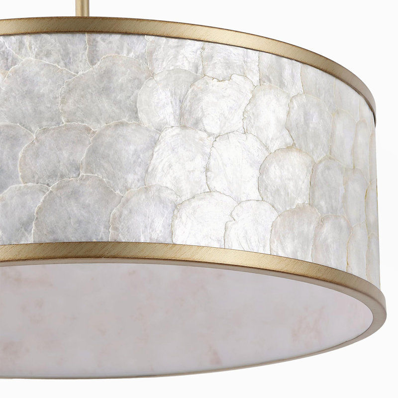22" 5-Light Capiz Shell Drum Chandelier