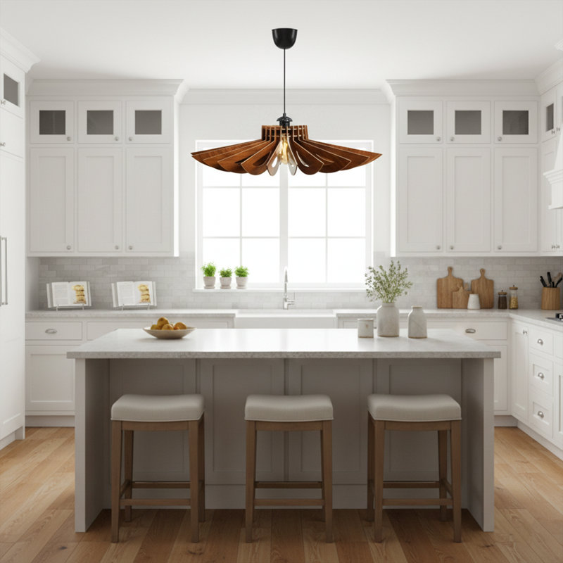 Lustre 2 lumières Johnnathon, Noyer, H 6,3 po x l 26,8 po x P 26,8 po