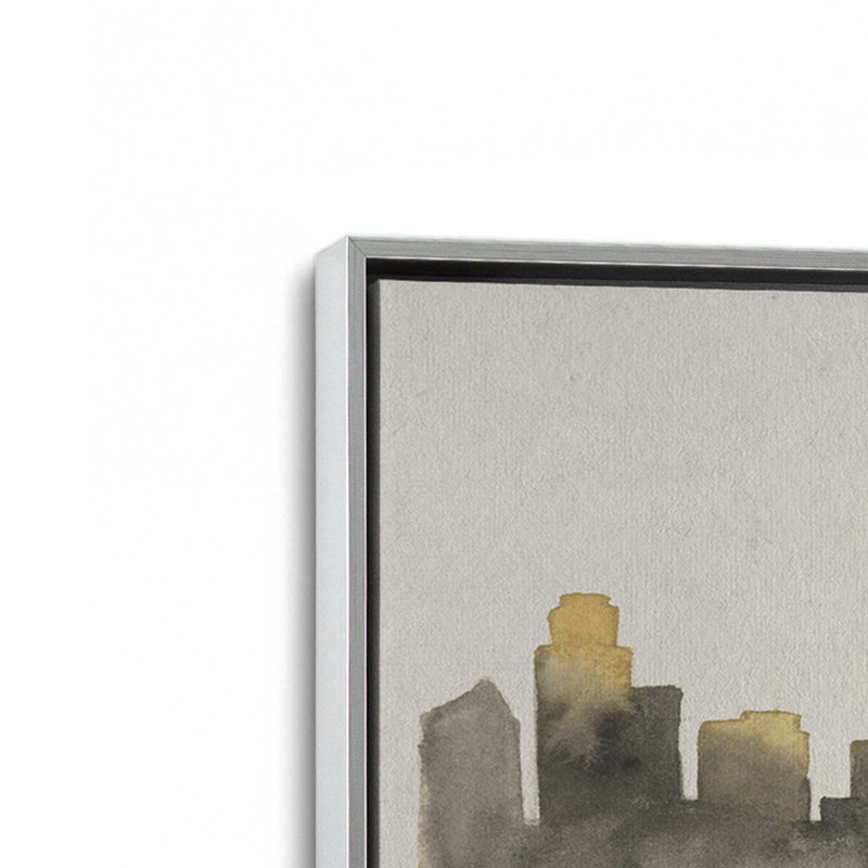 Chicago Skyline Fade, H 12,75 po x l 18,75 po, Chrome poli, Cadre flottant