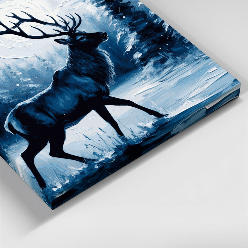 «Christmas Reindeer Silhouettes», art mural sur toile bleue, H 11 po x l 14 po