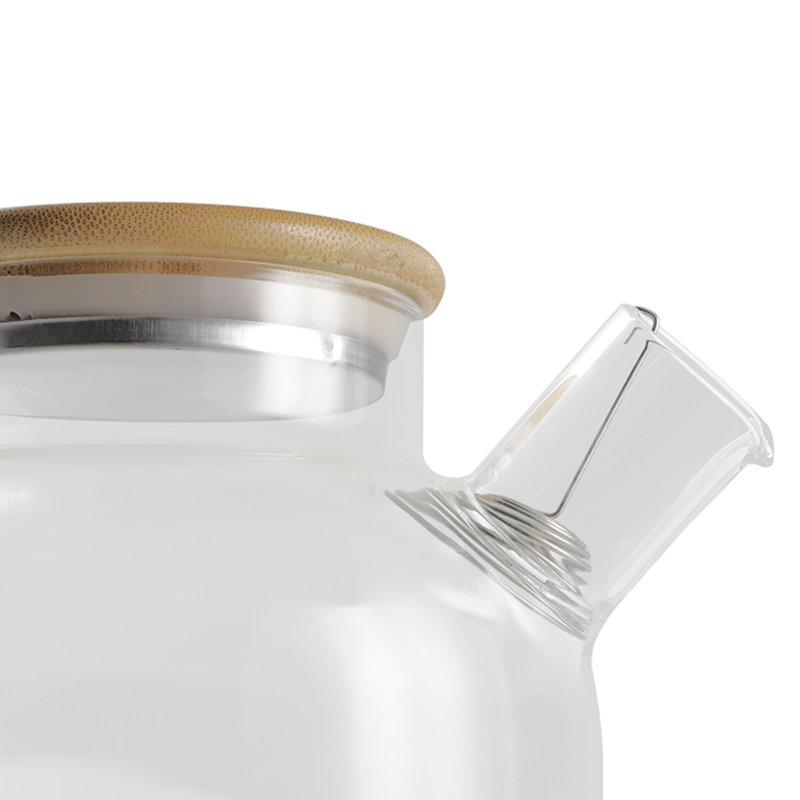 1000ML Clear Glass Teapot Stovetop Safe with Bamboo Lid