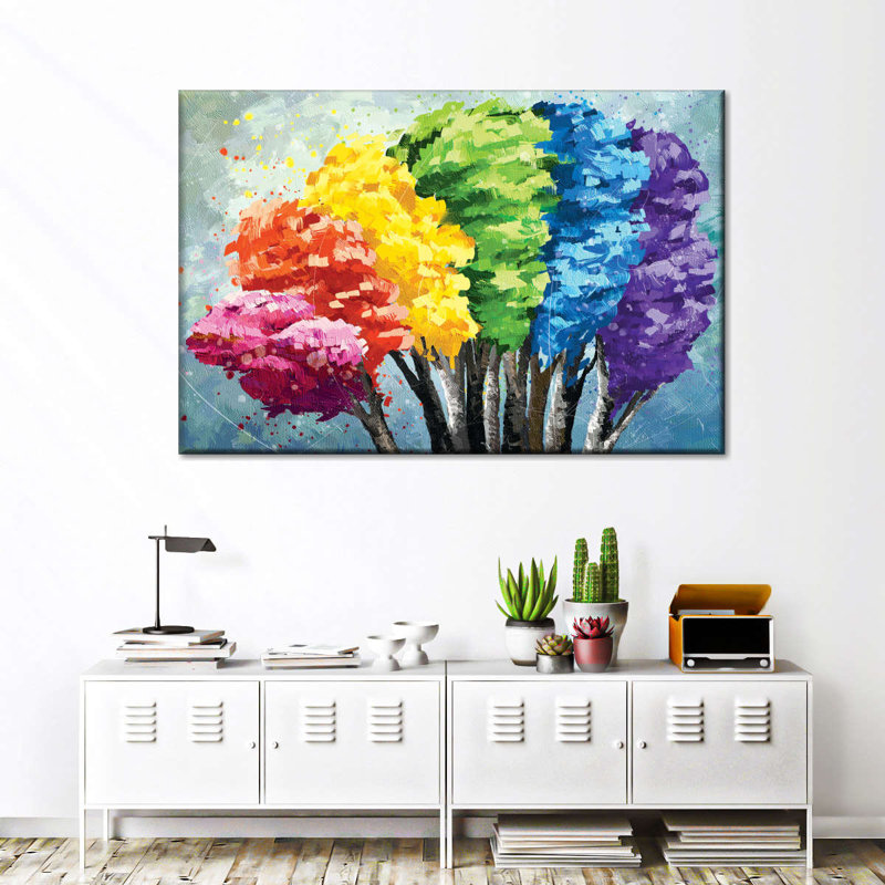 Rainbow Trees, impression abstraite sur toile, H 8 po x l 12 po x P 1 po