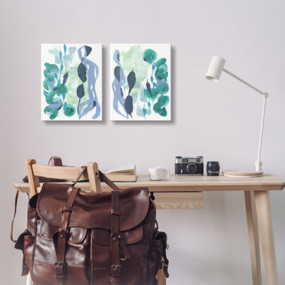 Ensemble de 2 reproductions d'art sur toile, "Fluid Wavy Shapes" par June Erica Vess
