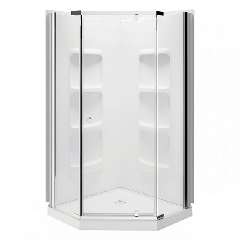 Ensemble de douche néo-angle et base 40 po x l 40 po x H 75 po inclus