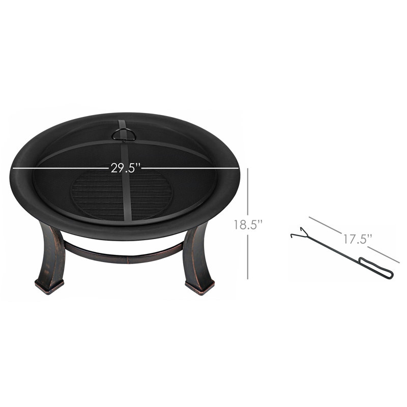Round Steel Wood Burning Fire Pit Table
