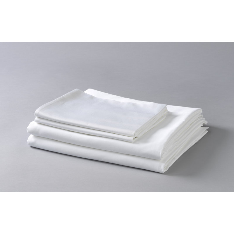 Sateen Standard Sheet Set, Cal.King Sheet Set + Fitted Sheet + 2 Pillowcases, White