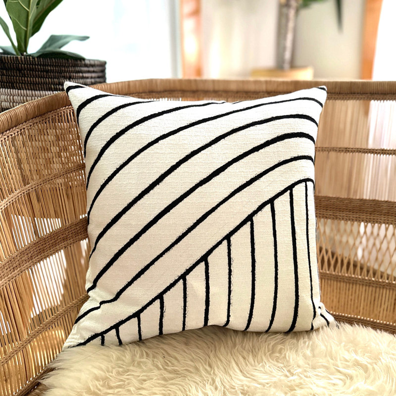 Housse de coussin géométrique en coton