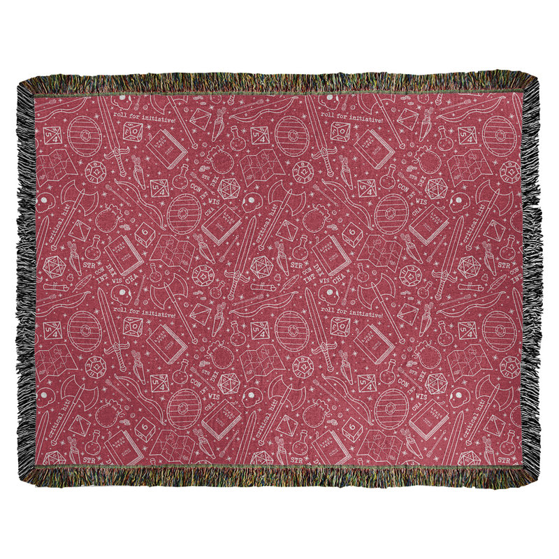 Couverture en coton tissé Katelyn Elizabeth, l 50 po x L 60 po, Rouge / Blanc