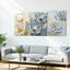 Floral tulipe et lotus sur toile tendue, ensemble de 3 reproductions de peintures à l'huile pour salon-1463213280