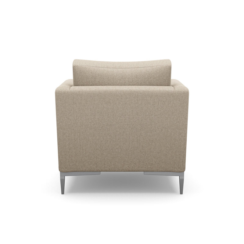 Aiden Accent Chair, Brown Polyester, Polished Stainless