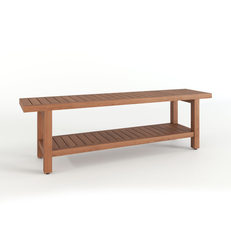 Spa Shower Bench, Teak Oil, 18" H x 60" W x 14" D