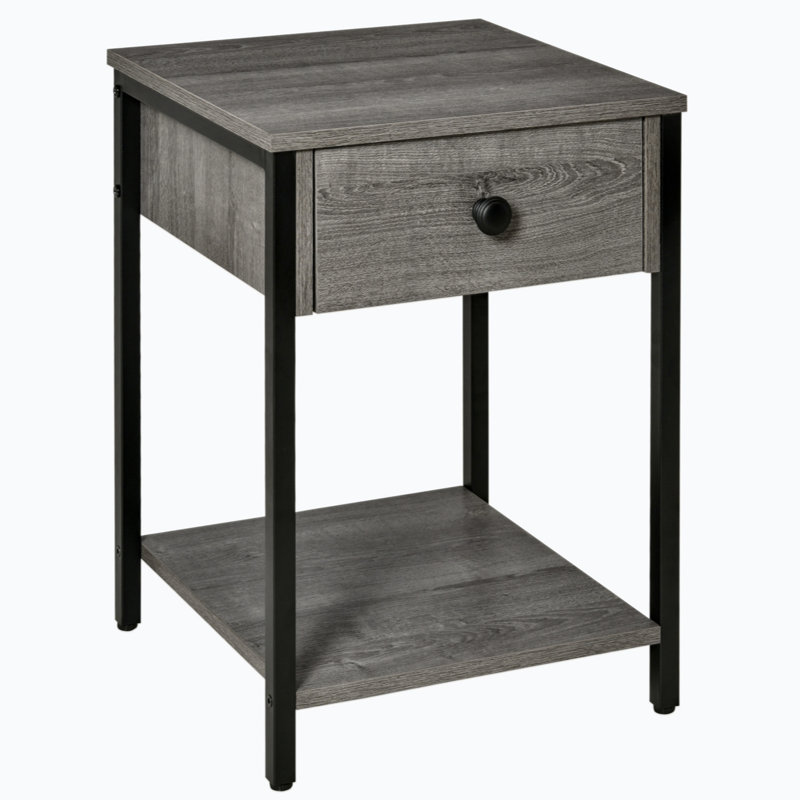 Table de bout avec tablette de rangement et table d'appoint avec tiroir Louann