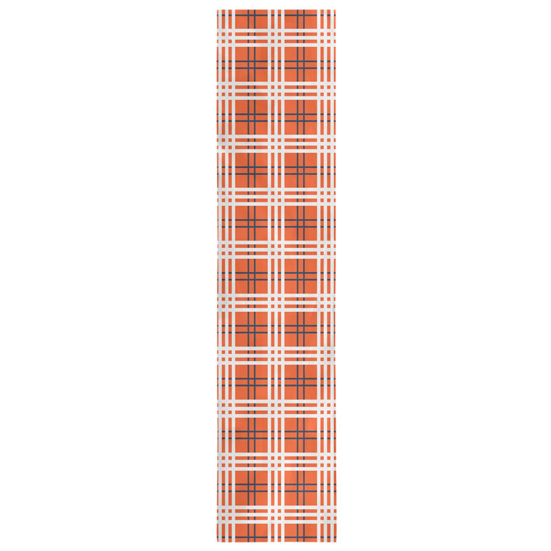 Paid Polyester Table Runner, 90" L x 16" W, Orange/Blue/White