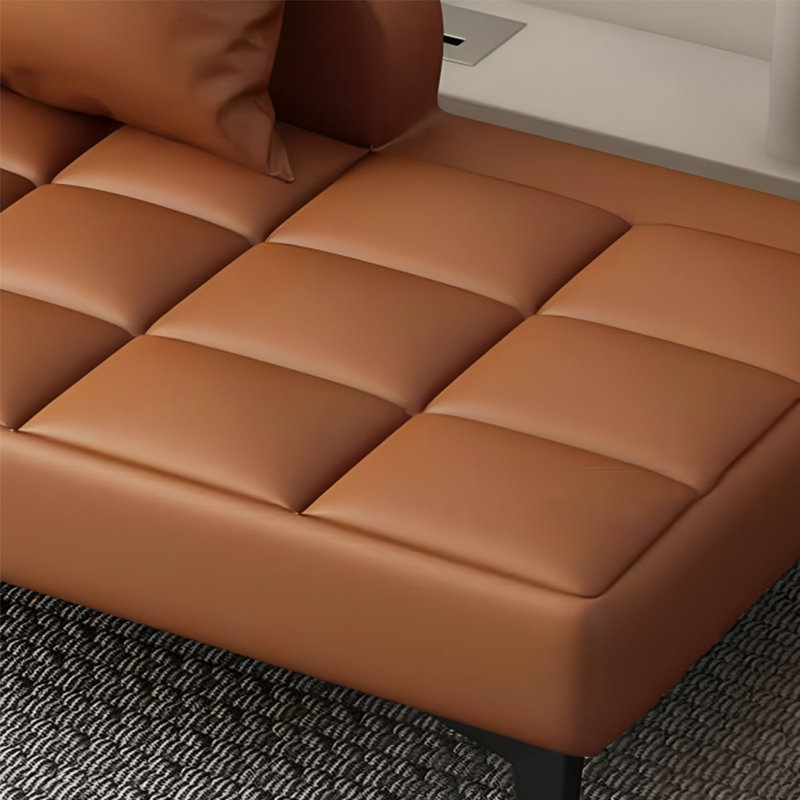 Chaise longue en similicuir durable, Accoudoir à gauche (vu de face), Similicuir brun