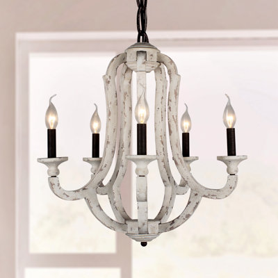 Lustre empire à 5 lumières de style bougie avec accents en fer forgé