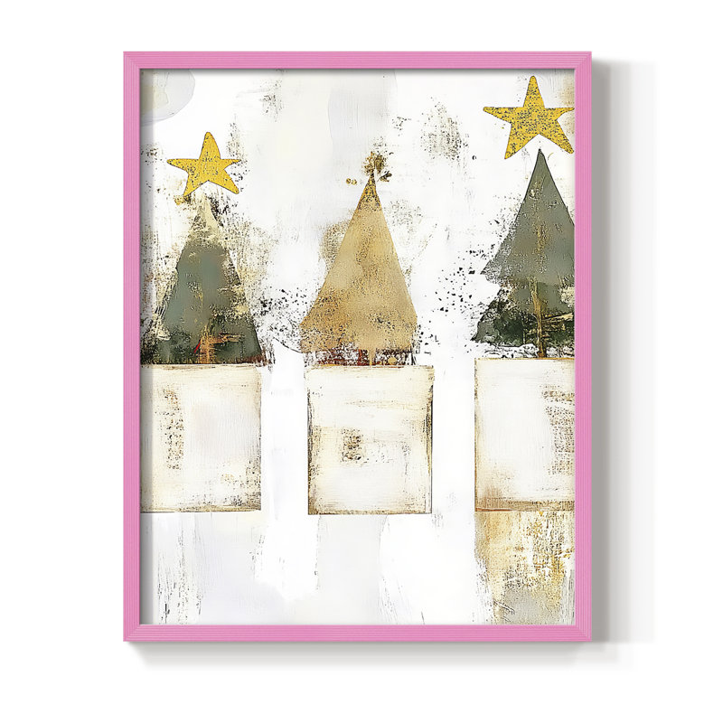 «Christmas Holiday Art DCCDXV», reproduction d'art encadrée - bois massif, Rose, H 11 po x l 9 po