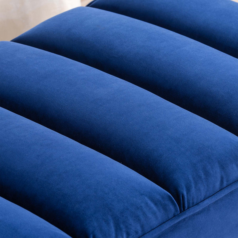 Velvet Upholstered Bench, Navy Blue