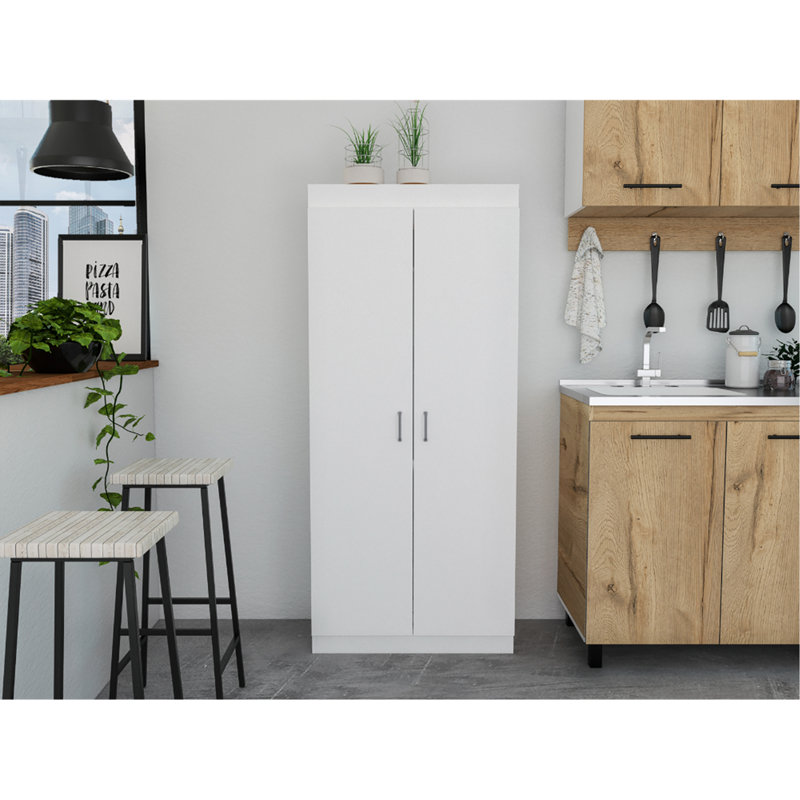 Garde-manger Varese, double porte, cinq tablettes - blanc