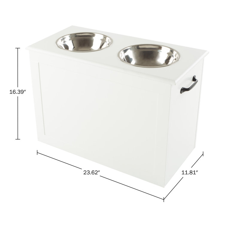 Roomfitters Modern Pet Feeding Station Furniture with 2 Elevated