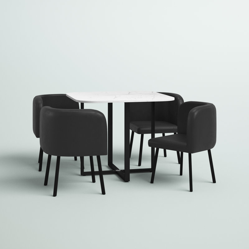 Biondo 4 - Person Dining Set, Black
