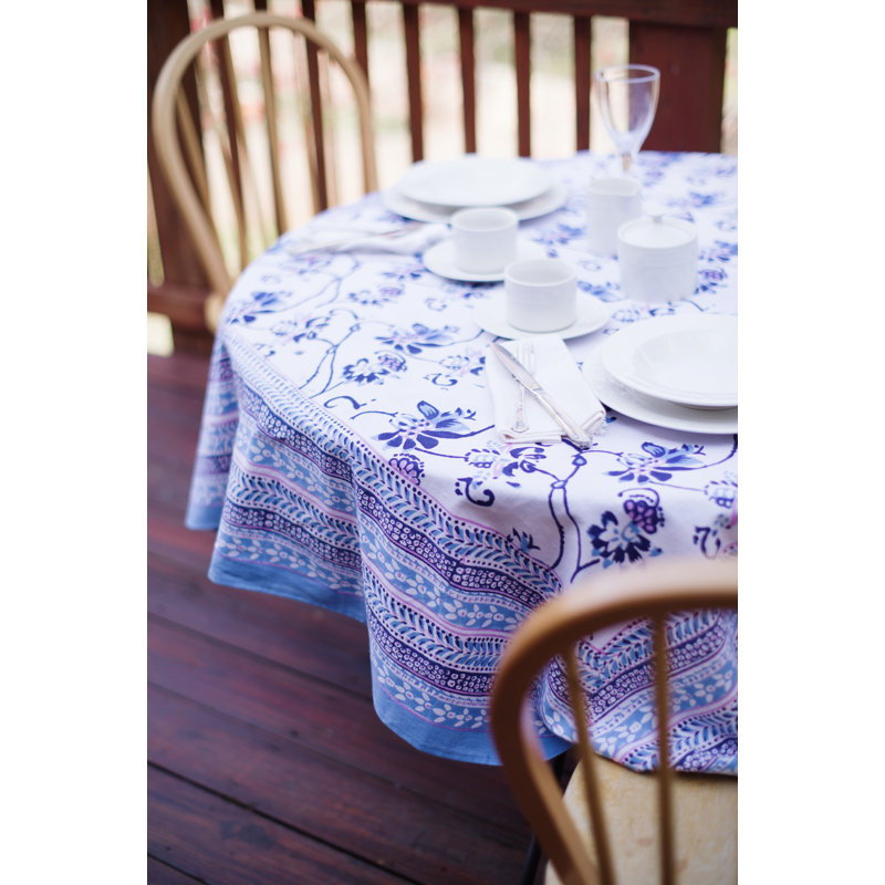 Ajit Flower Tablecloth, 72" W Round