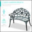 Banc d'extérieur en fonte d'aluminium Outsunny avec accents floraux roses, finition antique et sièges spacieux pour deux