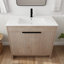 Base de meuble-lavabo simple 35,86 po Manuell en brun avec lavabo