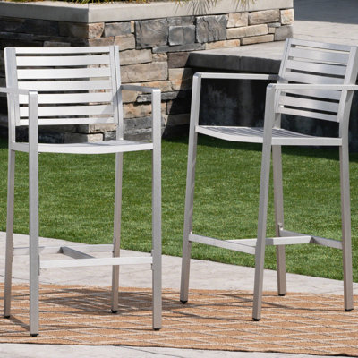 2 sièges d'extérieur, 29,50 po - argent, cadre en aluminium rouille et porte-clés, 2 rouille - pour barbecue de patio