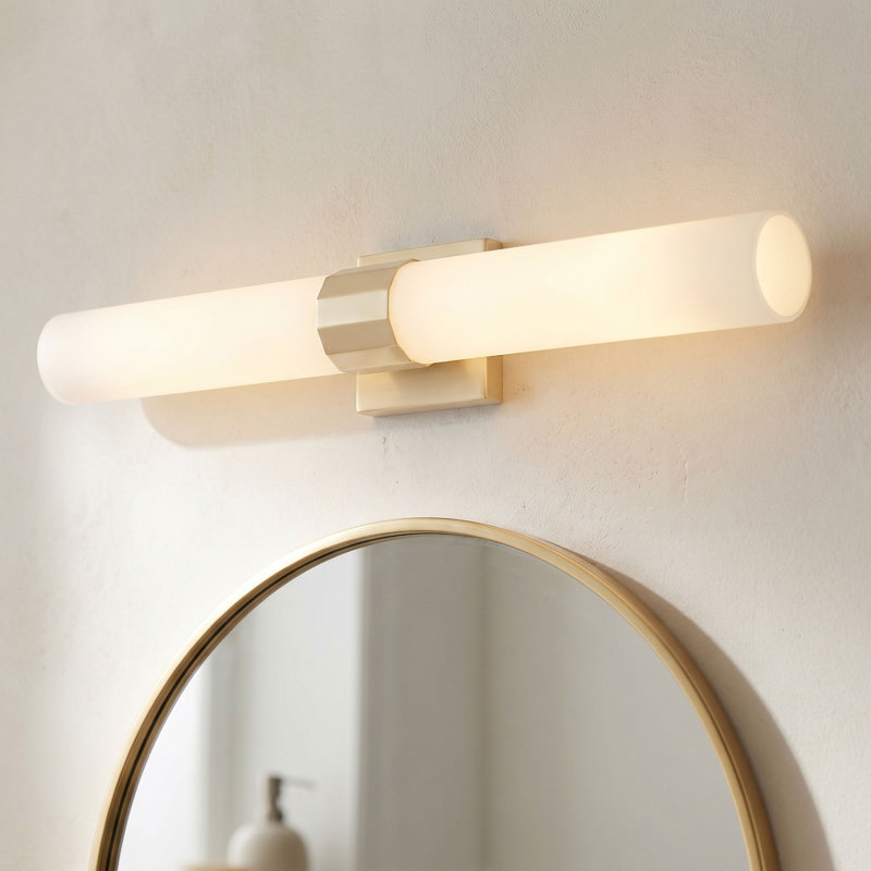 Éclairage pour meuble-lavabo à double lumière en verre doré l 5 po x H 29 po avec verre blanc doux de 3 po