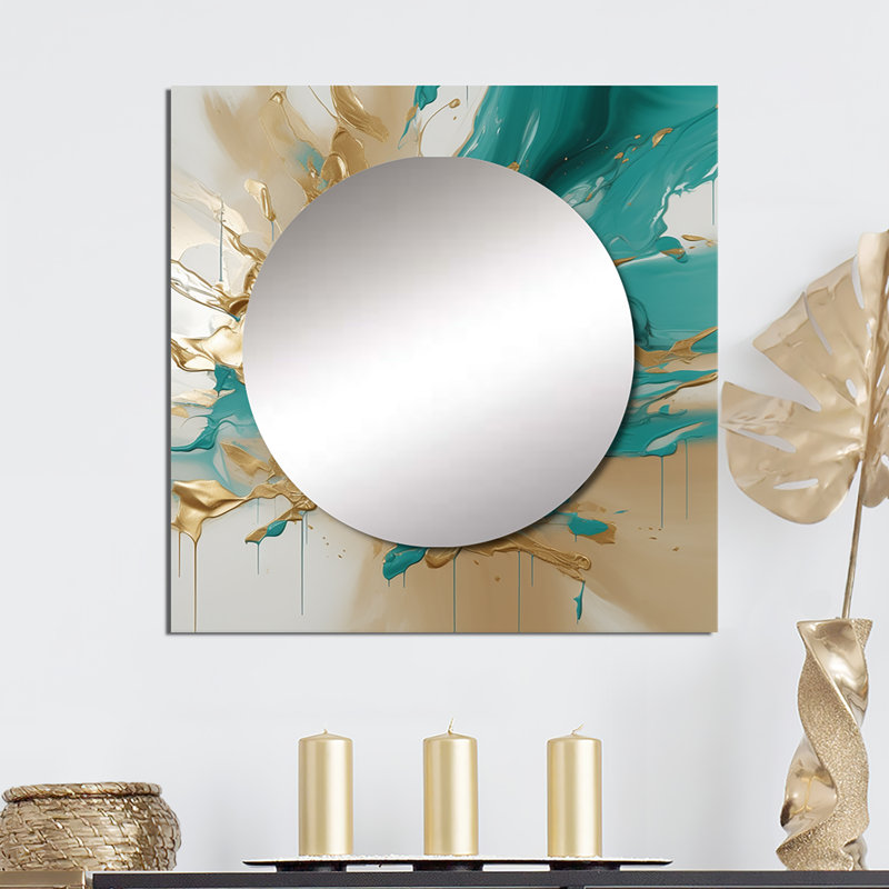 Sefton - Abstract Marble Large Square Mirror Wall Decor For Bedroom, 29" x 29"