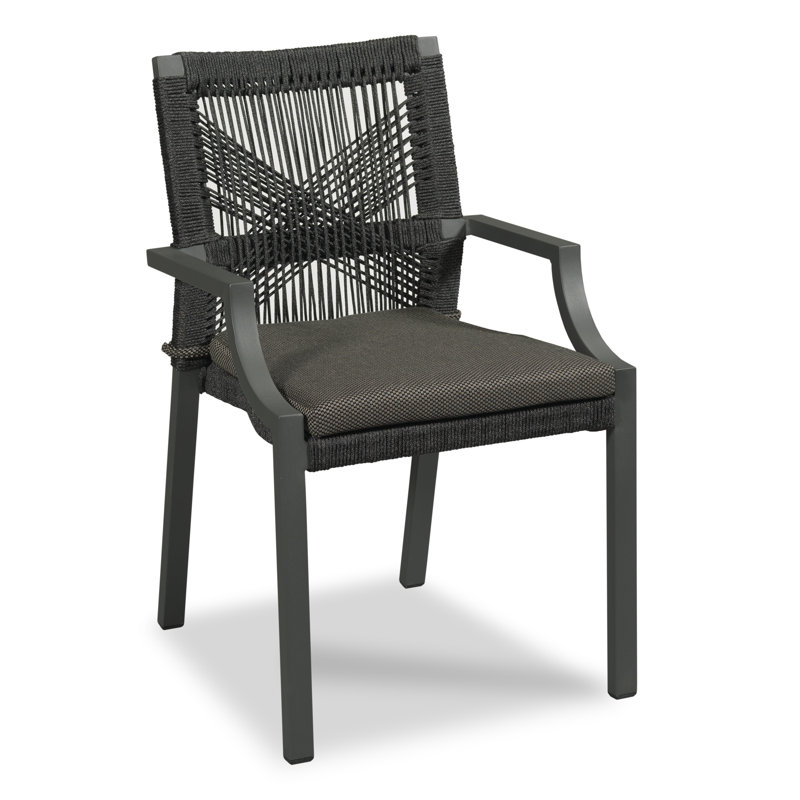 Graphite Gray Powder Coated Aluminum Dining Chair with Cotton Cushion