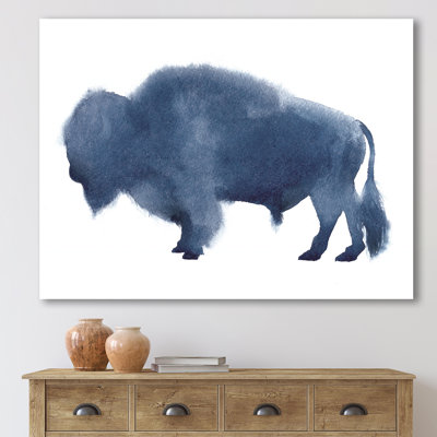 Silhouette de bison bleu marine - peinture sur toile
