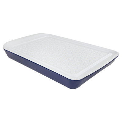 Tovolo Prep & Serve Large Marinade Tray Set With White Tray And Stratus Blue Base - Large