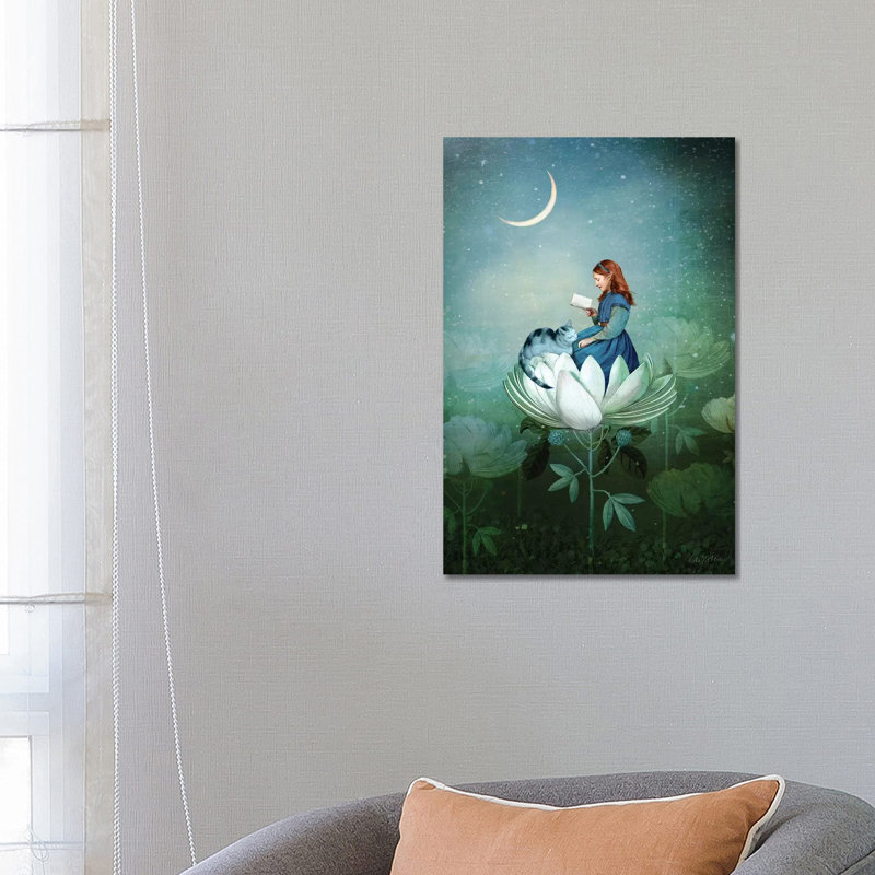 «Blue Stories» par Catrin Welz-Stein - impression d'art graphique, Pas de tapis, Toile tendue, H 26 po x l 18 po x 1,5 po