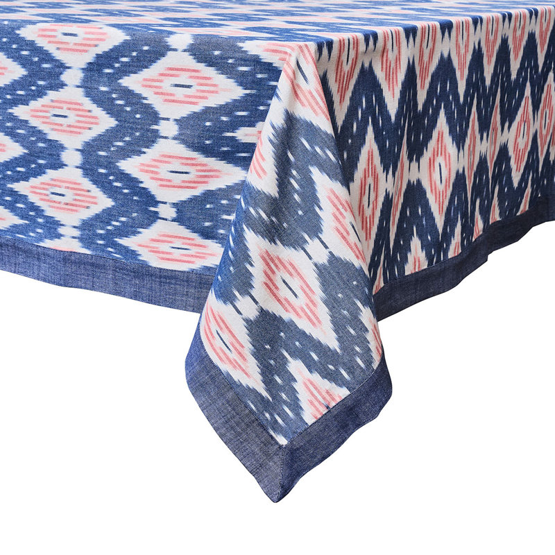 Ikat 60" x 120" Tablecloth - Blue/Pink, 120" L x 60" W