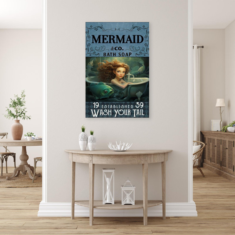 «Mermaid Bath Soap - 1 pièce», reproduction d'art graphique sur toile tendue, L 24 po x H 36 po