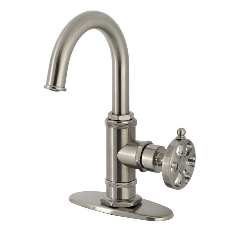 Robinet de salle de bain à poignée simple 1 trou Kingston Brass, Nickel brossé